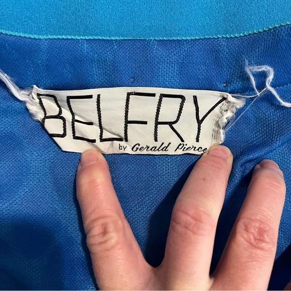 Vintage Blue Geometric Print Dress and Jacket Belfry By Gerald Pierce - Picture 16 of 16